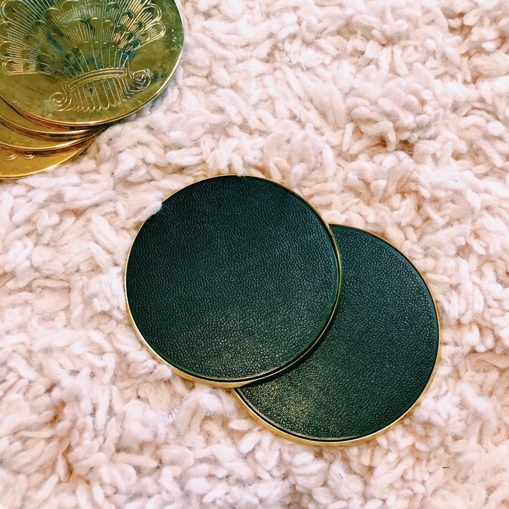 Vintage Set of 6 Gold Seashell Coasters w/ Backing - Picture 4 of 6